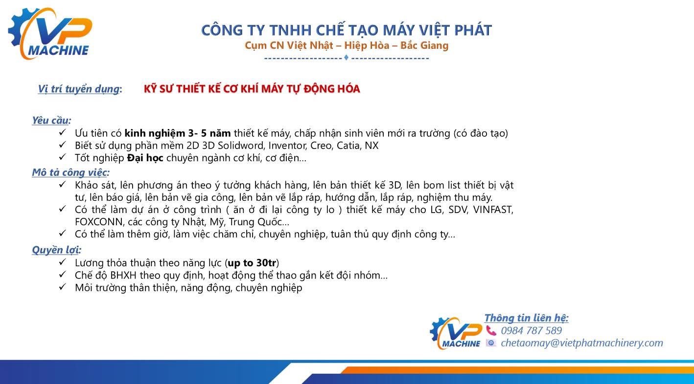 công ty TNHH chế tạo máy việt phát hình ảnh tuyển dụng