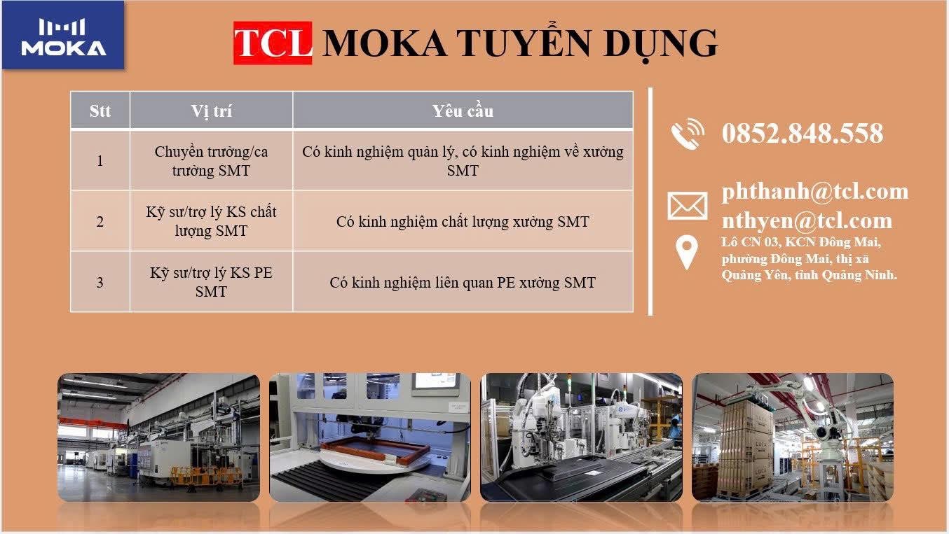 công ty TNHH công nghệ moka việt nam
công ty có 100% vốn trung quốc
chuyên sản xuất điện tử dân dụng image