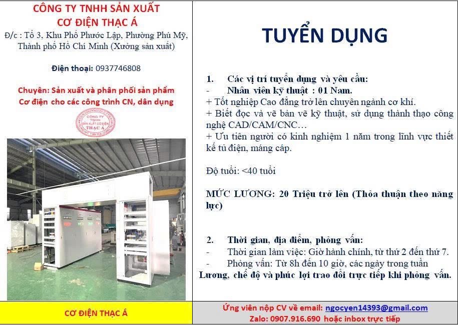 công ty TNHH sản xuất cơ điện thạc á hình ảnh tuyển dụng