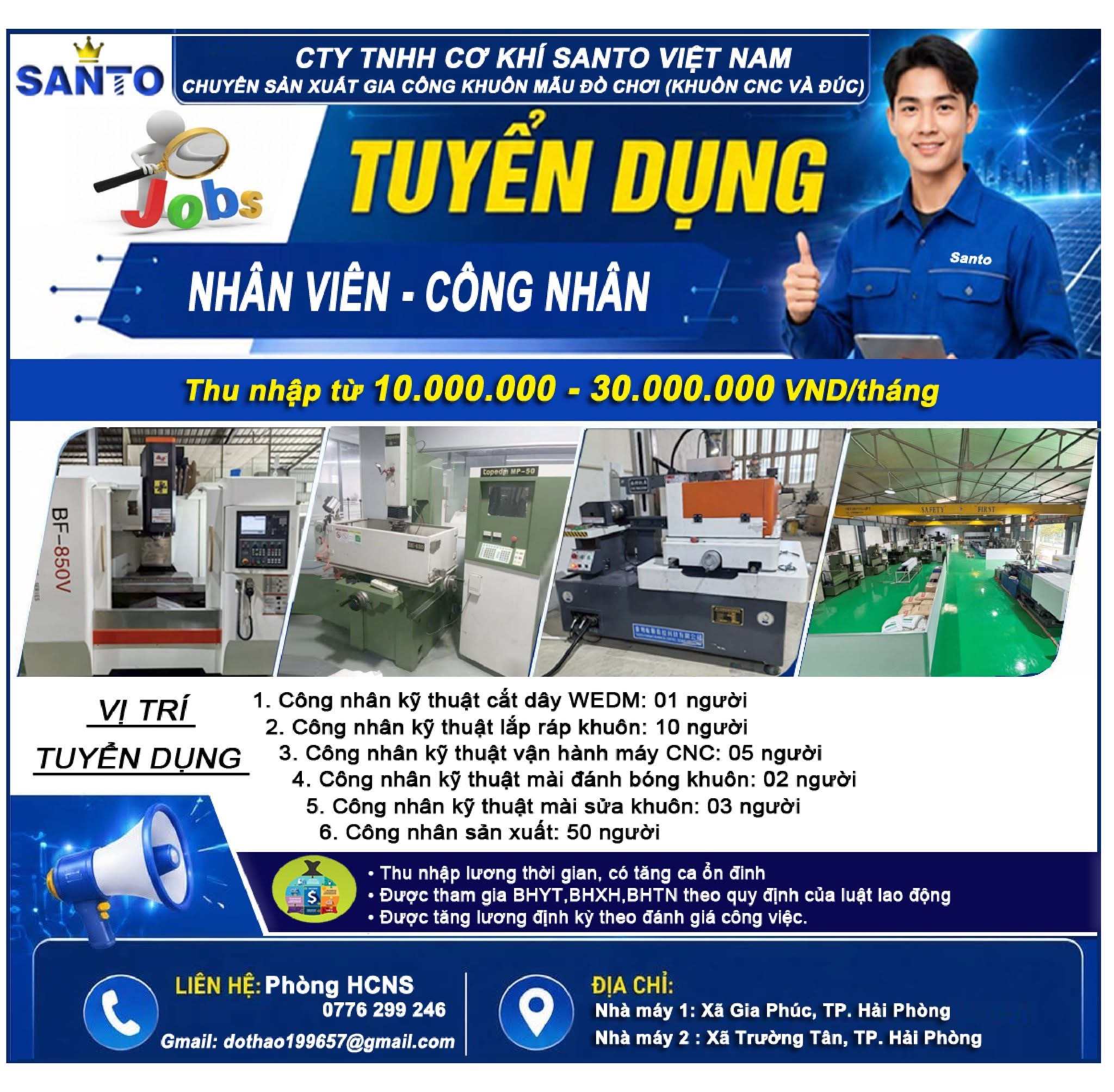 công ty TNHH cơ khí santo việt nam hình ảnh tuyển dụng