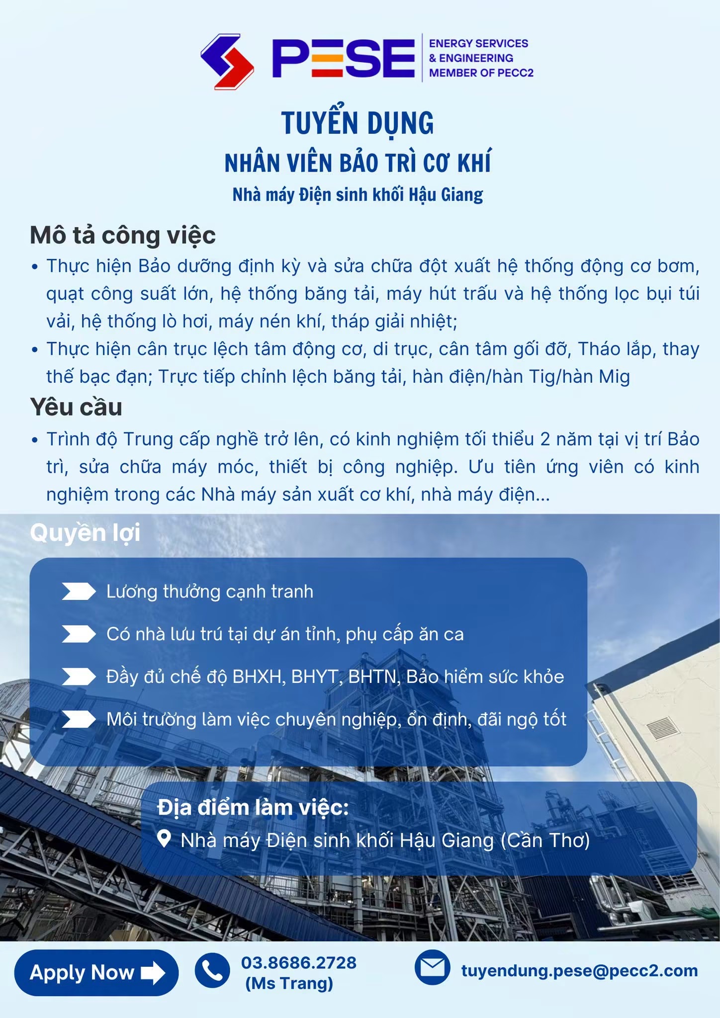 nhà máy điện sinh khối hậu giang hình ảnh tuyển dụng
